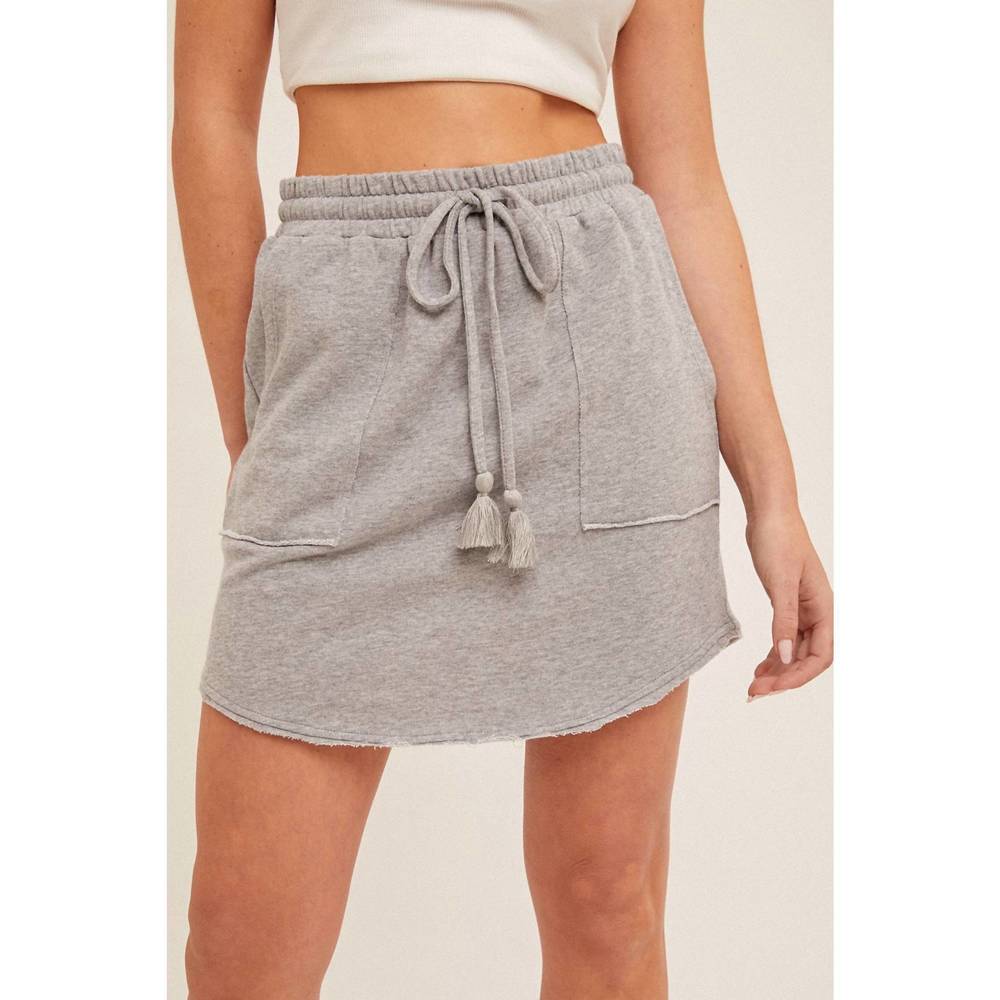 NEW HEM & THREAD raw hem sweatshirt skirt in heather gray